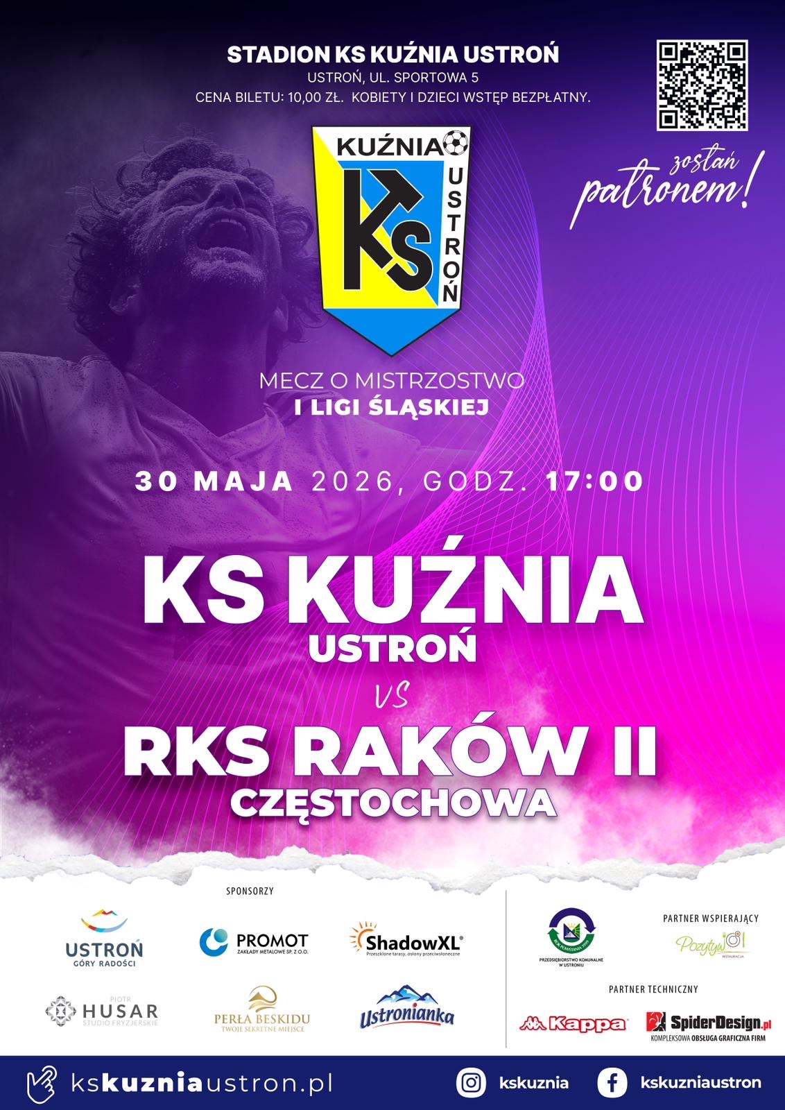 wydarzenie: KS KUŹNIA USTROŃ VS RKS RAKÓW II CZĘSTOCHOWA