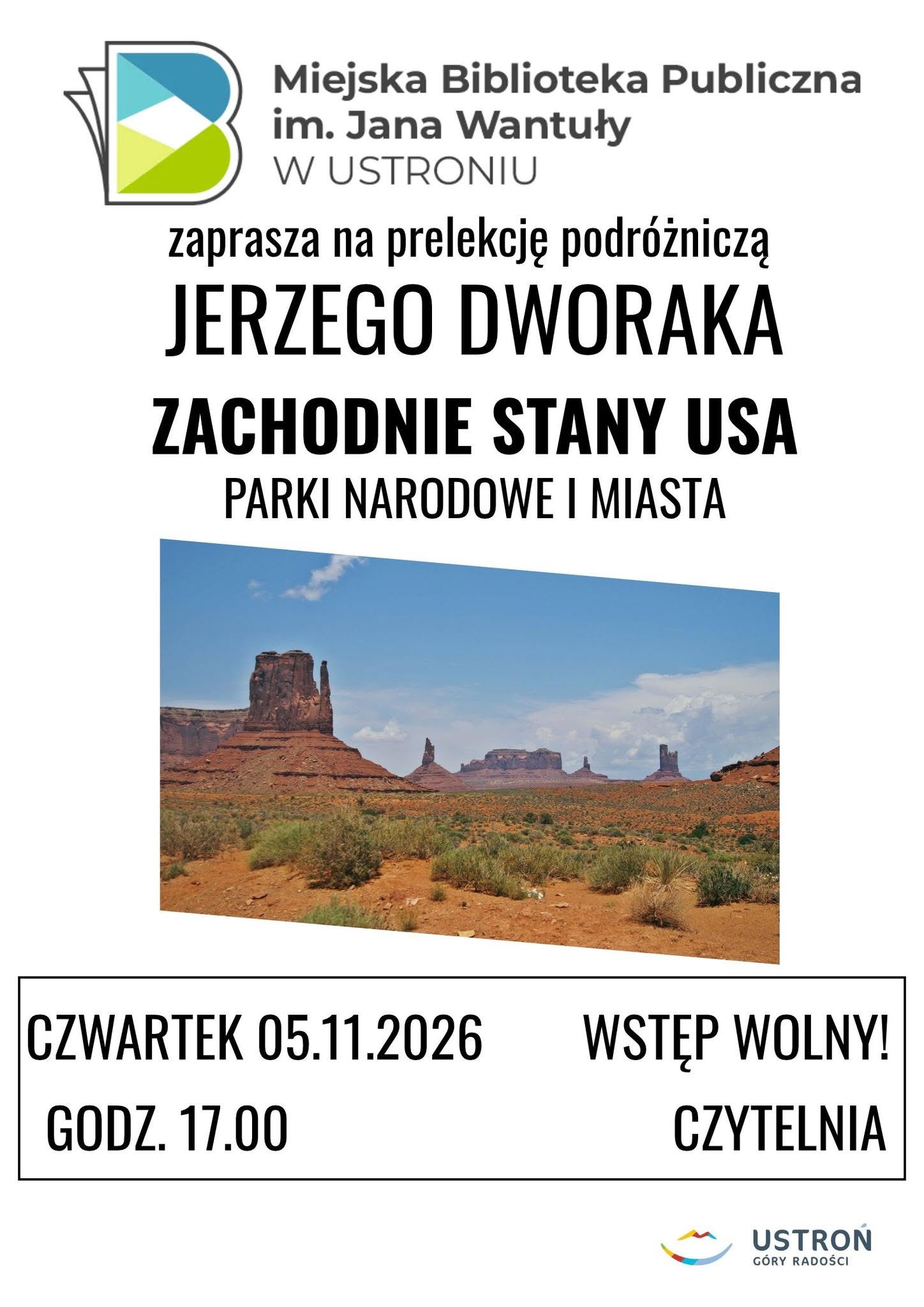 wydarzenie: PRELEKCJA - ZACHODNIE STANY USA PARKI NARODOWE I MIASTA